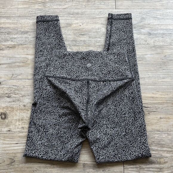 Lululemon Wunder Under Hi-Rise 4 Small Tight Crackle Jaquard Black White Legging - Picture 1 of 9